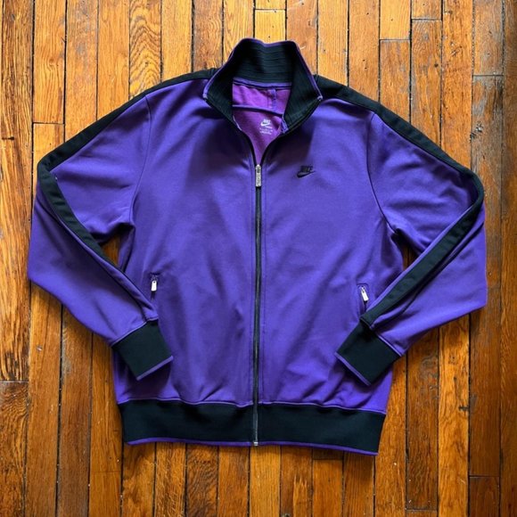 Vintage Y2K Nike Sportswear Men Purple Black‎ Zip Up Track Jacket Sweatshirt